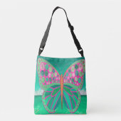 Blauwgroen Ocean Butterfly Crossbody Bag Tas (Achterkant)