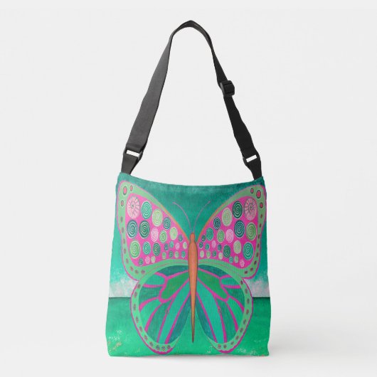 Blauwgroen Ocean Butterfly Crossbody Bag Tas (Voorkant)