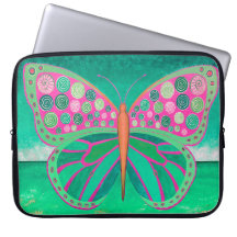 Blauwgroen Ocean Butterfly-laptophoes