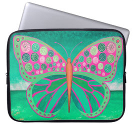 Blauwgroen Ocean Butterfly-laptophoes Laptop Sleeve