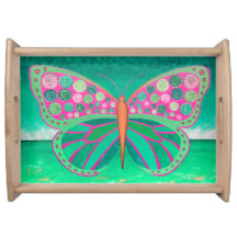 Blauwgroen Ocean Butterfly Serving Tray