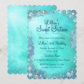 Blauwgroen Ocean Jewel Sweet 16 Birthday Uitnodigi Kaart (Voorkant / Achterkant)