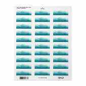 Blauwgroen Ocean Ombre Waterverf Wave | Etiket (Full Sheet)