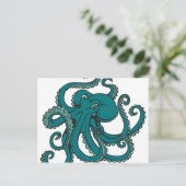 Blauwgroen octopus briefkaart (Staand voorkant)