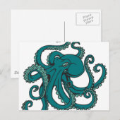 Blauwgroen octopus briefkaart (Voorkant / Achterkant)