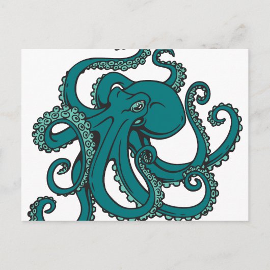 Blauwgroen octopus briefkaart (Voorkant)