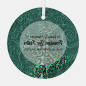 Blauwgroen Octopus Fractal Memorial Keepomwille Su Glas Ornament (Achterkant)