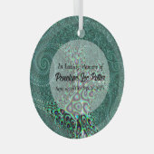 Blauwgroen Octopus Fractal Memorial Keepomwille Su Glas Ornament (Voorkant Rechts)