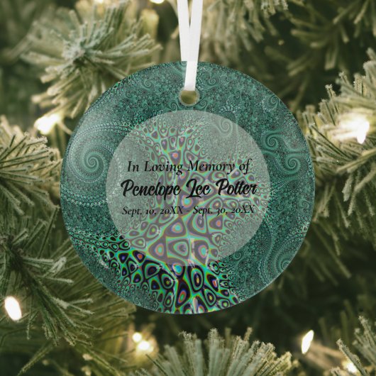 Blauwgroen Octopus Fractal Memorial Keepomwille Su Glas Ornament (Insitu)