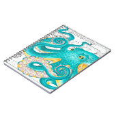 Blauwgroen Octopus Nautical Map Waterverf Notitieboek (Linkerzijde)