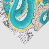 Blauwgroen Octopus Nautical Map Waterverf Tissuepapier (Detail)