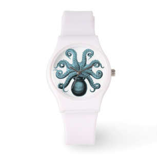 Blauwgroen Octopus op Horloge