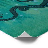 Blauwgroen Octopus Tentacles Acrylverf Poster (Hoek)