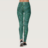 Blauwgroen octopus Tentacles Steampunk Style Fract Leggings (Achterkant)