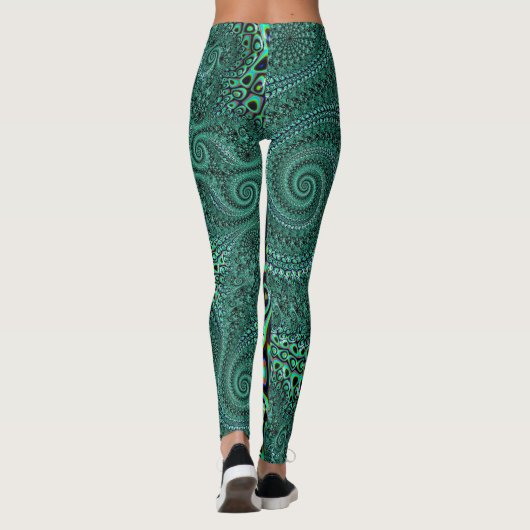 Blauwgroen octopus Tentacles Steampunk Style Fract Leggings (Achterkant)