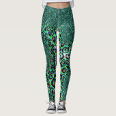 Blauwgroen octopus Tentacles Steampunk Style Fract Leggings (Voorkant)