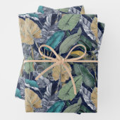 Blauwgroen Oerwouden bladeren inpakpapier (In situ)