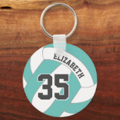 blauwgroen of ENIG kleurenmerk met witte meisjes v Sleutelhanger (Voorkant)