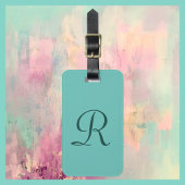 Blauwgroen of KIES UW KLEUR Monogram Minimalistisc Bagagelabel