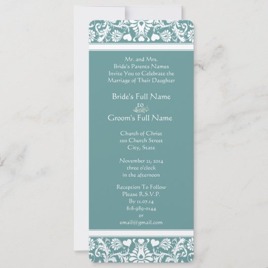 Blauwgroen of om het even welke Uitnodiging van de (Voorkant)