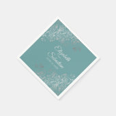 Blauwgroen of turquoise zilveren franjes elegante  servet (Hoek)