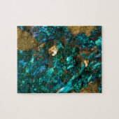 Blauwgroen olieslik en goudkwarts legpuzzel (Horizontaal)