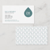 Blauwgroen olievelden Initialen Essentiële oliën Visitekaartje (Voorkant / Achterkant)