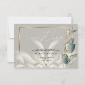 Blauwgroen olievlekken met gouden ivoor Pampas Gra Kaart (Voorkant)