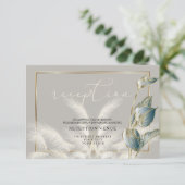 Blauwgroen olievlekken met gouden ivoor Pampas Gra Kaart (Staand voorkant)