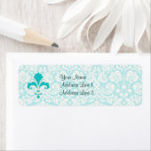 Blauwgroen olievleur etiket (Insitu)