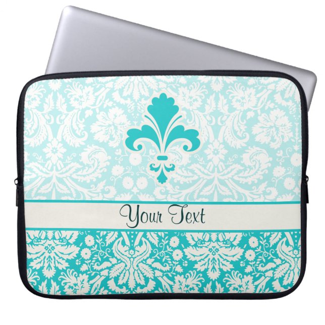 Blauwgroen olievleur laptop sleeve (Voorkant)