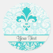 Blauwgroen olievleur ronde sticker (Voorkant)