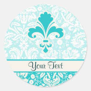 Blauwgroen olievleur ronde sticker