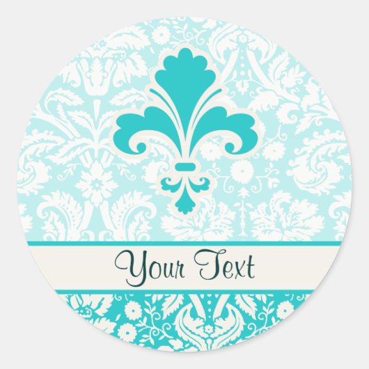 Blauwgroen olievleur ronde sticker (Voorkant)