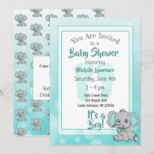 Blauwgroen Olifant Baby shower