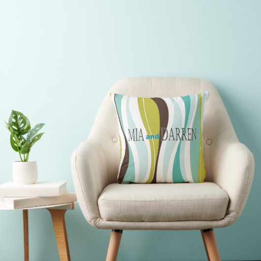 Blauwgroen olijfdesigner kussen (Stoel)