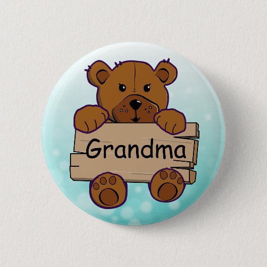 Blauwgroen oma teddybeer Baby shower Ronde Button 5,7 Cm (Voorkant)