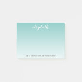 Blauwgroen Ombre aangepaste handgeschreven naam KA Post-it® Notes (Voorkant)