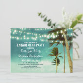 blauwgroen Ombre Beach Engagement Party String Lig Kaart (Staand voorkant)