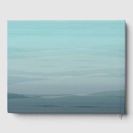 Blauwgroen Ombre bruiloft gastenboek (Achterkant)