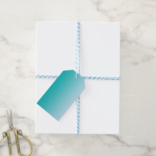 Blauwgroen Ombre Cadeaulabel (Met Touw)