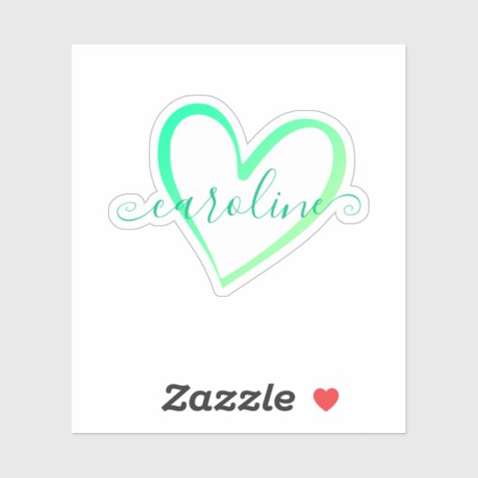 Blauwgroen Ombre Calligrafie Calligrafische Naam H Sticker (Vel)