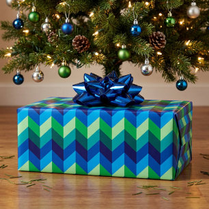 Blauwgroen ombré chevron-cadeaupapier cadeaupapier