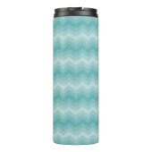Blauwgroen Ombre Chevron Monogram Thermosbeker (Achterkant)