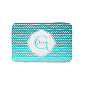 Blauwgroen Ombre Chevron Persoonlijke Bath Mat (Voorkant)