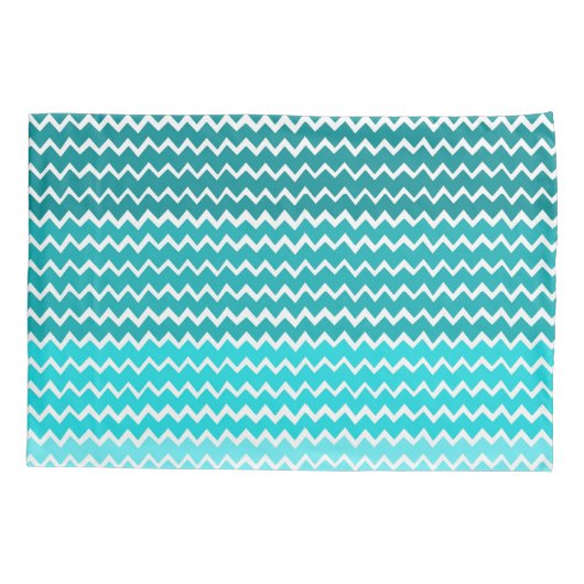 Blauwgroen Ombre Chevron Persoonlijke Kussensloop (Achterkant)