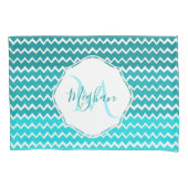 Blauwgroen Ombre Chevron Persoonlijke Kussensloop (Voorkant)
