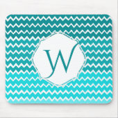 Blauwgroen Ombre Chevron Persoonlijke Muismat (Voorkant)