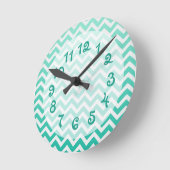 Blauwgroen Ombre Chevron Ronde Klok (Hoek)