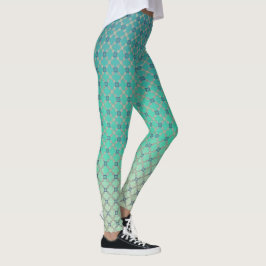 Blauwgroen Ombre en Geometrische Tegel Leggings